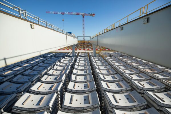 View of the tunnel segments from the gantry crane at the South Portal, October 2022