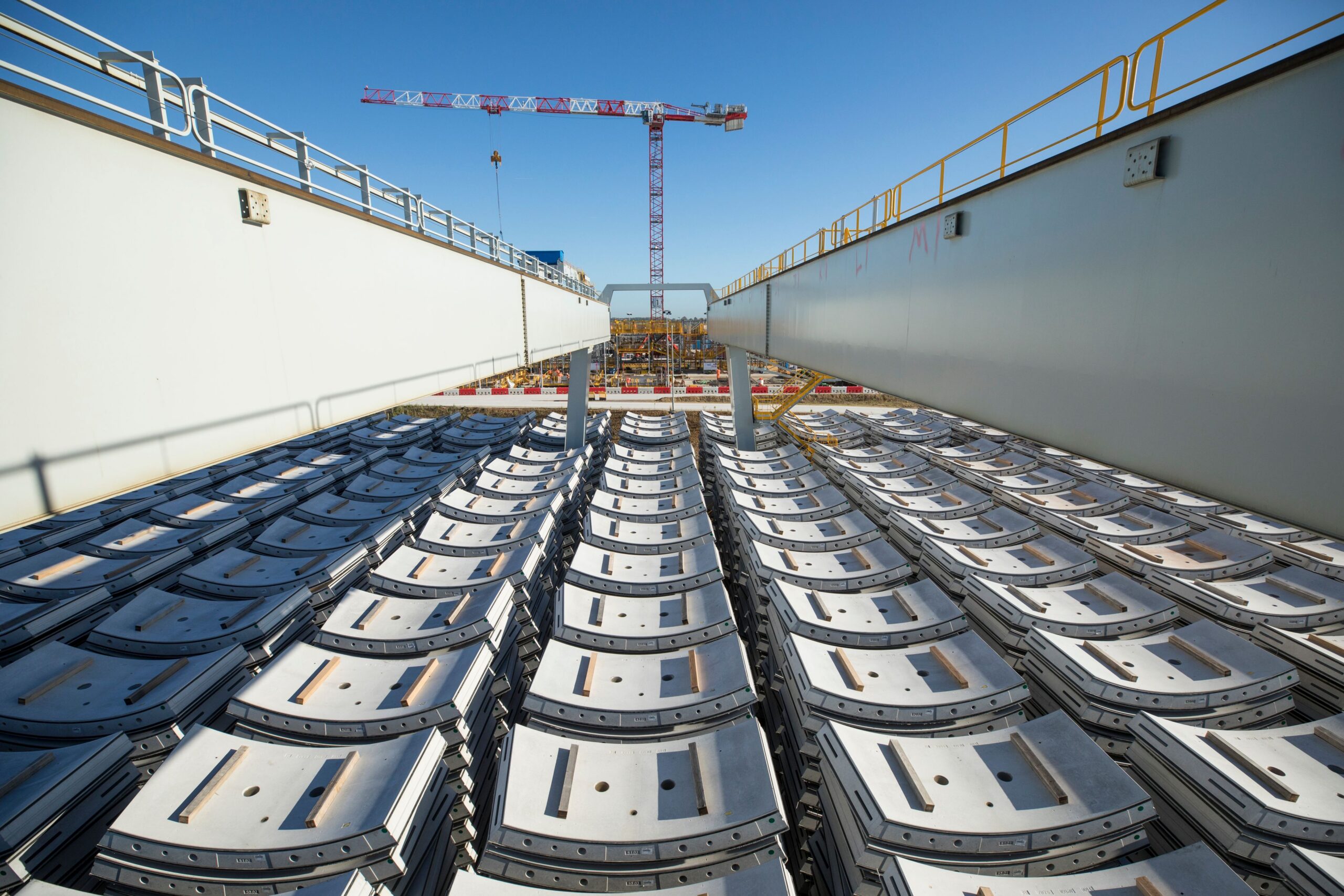 View of the tunnel segments from the gantry crane at the South Portal, October 2022